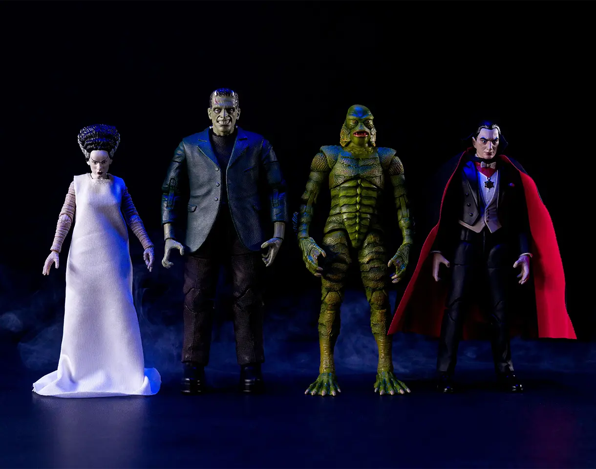 JNtrn-TS Universal Monsters action figures - Bride of Frankenstein, Frankenstein, Creature from the Black Lagoon and Dracula